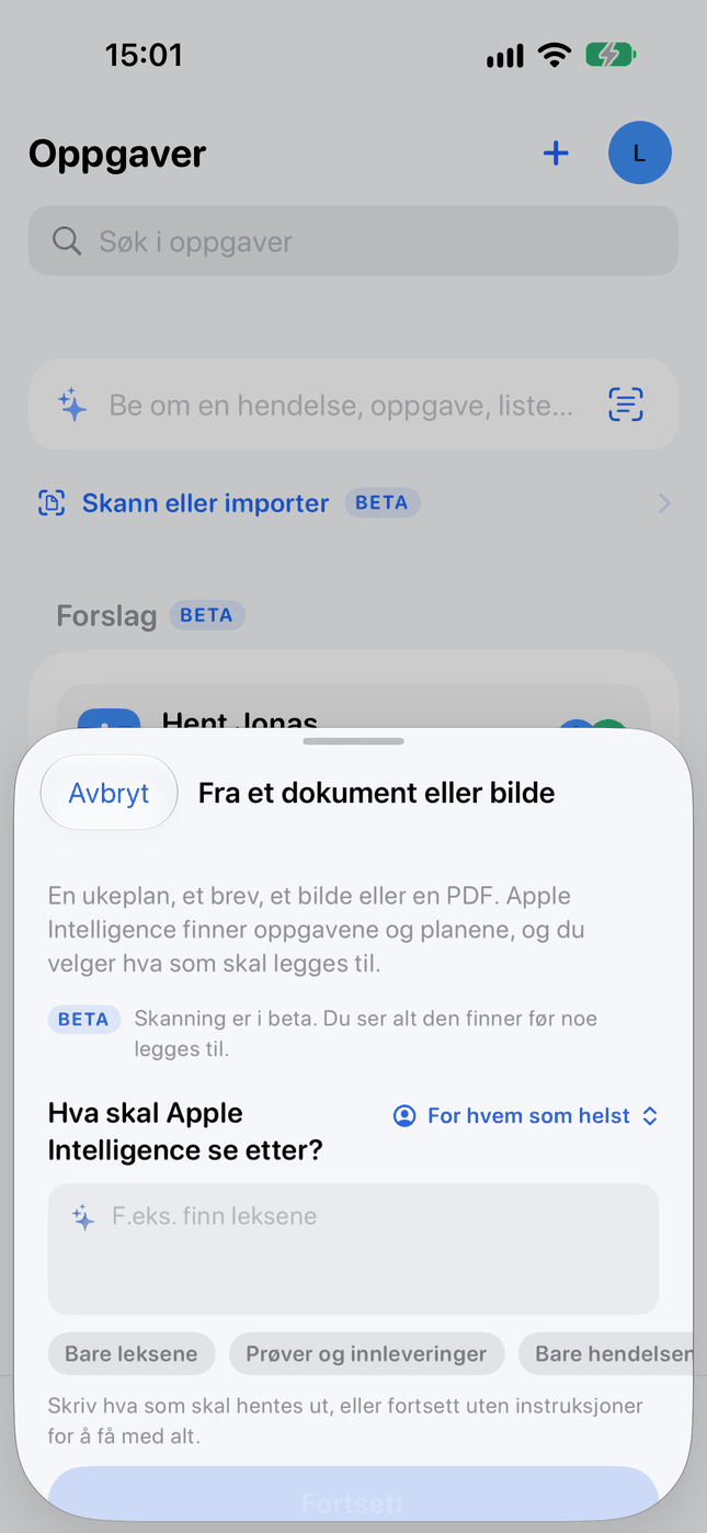 Skjermbilde: Skann