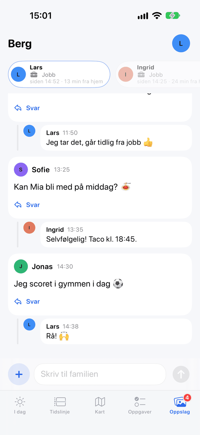 Skjermbilde: Familiesiden